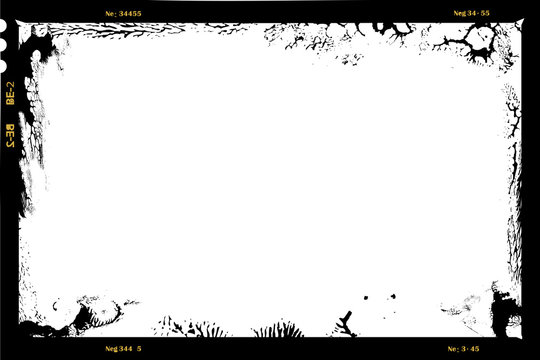 aged large format film sheet negative,partially damaged, photo frame, copy space