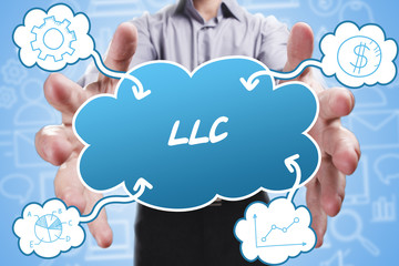 Business, Technology, Internet and marketing. Young businessman thinking about: LLC