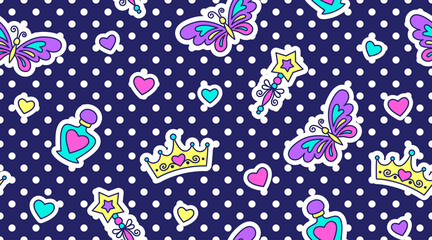 little princess seamless pattern, cute texture for girls © redcollegiya