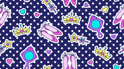 little princess seamless pattern, cute texture for girls © redcollegiya