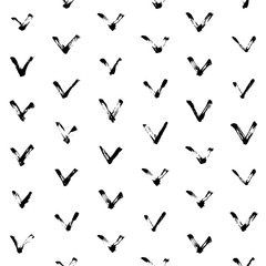 Pattern grunge hand-drawing with a dry brush in black ink made of geometric shapes, strokes. Seamless vector that can be used for printing onto fabric, paper printing, backgrounds in graphic design
