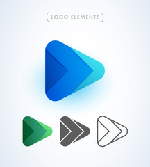 Vector abstract origami play button logo. Can be used as an app icon and company corporate identity.