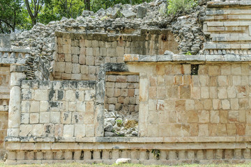 sight of a vaulted room vaulted of the palace in ruins of the Mayan archaeological enclosure of Labna in Yucatan, Mexico.