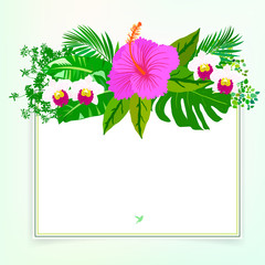 Square card with tropical decor