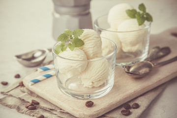 Vanilla ice cream in glasses