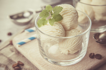 Vanilla ice cream in glasses