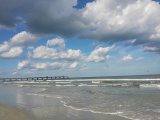 Beautiful ocean and sky background on Atlantic coast of North Florida 