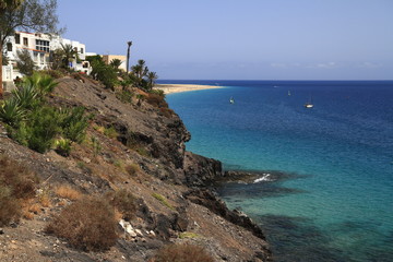 Fototapeta na wymiar The famous lagoon in Caleta del Fuste, Fuerteventura