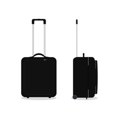 Vector black travel bag or suitcase. Isolated on white.