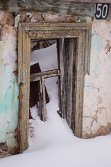 empty window in abandoned house