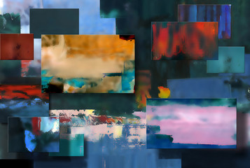 Abstract modular background on the subject of art, advertising or modern layout windows for web design. Oil painting & digital.