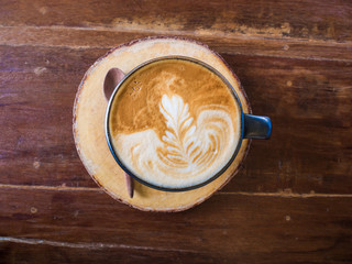 Latte art coffee with tree texture