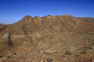 Beautiful volcanic mountains . Panoramic view on Fuerteventura