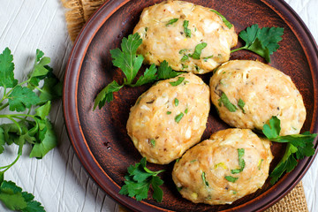 homemade cutlets, top view