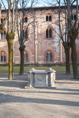 Vigevano, the castle garden. Color image
