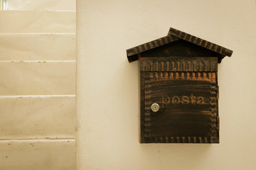 Wooden post box hang on the wall