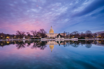 Fototapeta na wymiar The United States Capitol at sunset, in Washington, DC.