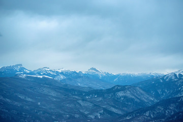 Fototapeta na wymiar Majestic winter mountains panorama