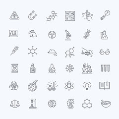 Modern thin line icons set of biochemistry research