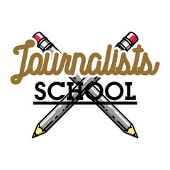 Color vintage journalists school emblem
