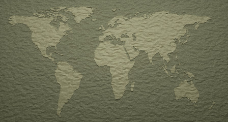 3D illustration. World map with embossed details.