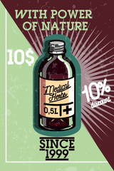 Color vintage medical plants herbs banner