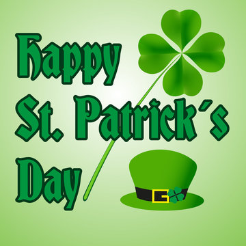happy saint patrick day with hat and clover eps10