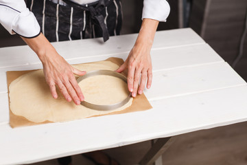 preparing dough for tart