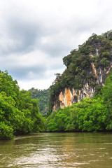 Limestone rocks surrounded by the emerald lagoon
