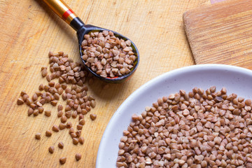 Каша из гречневой крупы. Здоровая еда. Каша. Porridge from buckwheat. Healthy food. Porridge.