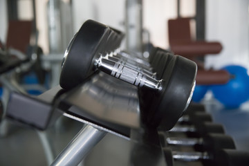 Detail of the weight equipment in the gym