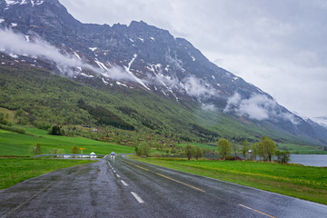 Naklejka premium Scenic drive route #63 to Trollstigen, Norway.