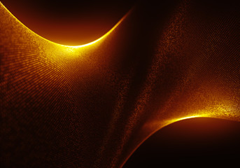 Abstract Golden Particles Background with the Depth of Field and Glow