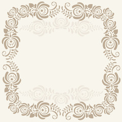 Abstract geometric vintage lace pattern, beige background