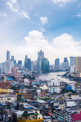 cityscape Bangkok skyline, Thailand. Bangkok is metropolis and favorite of tourists live at between modern building / skyscraper, Community residents and various religions buildings are peacefully