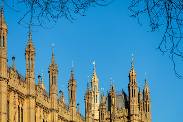 Fototapeta na wymiar View of the Sunlit Houses of Parliament
