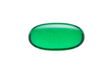 Green Gelatin Capsule Isolated on White