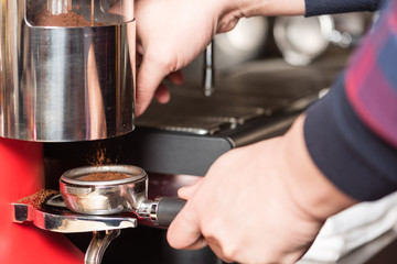 Barrista preparing coffee