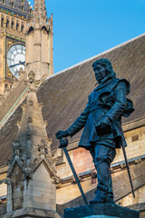 Statue of Oliver Cromwell outside the Houses of Parliament in London