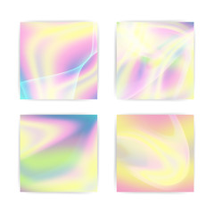 Fluid Iridescent Multicolored Vector Background. Pearlescent Texture. Design Element In Pastel Hues With Holographic Neon Effect.