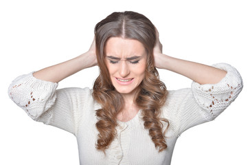 Fototapeta premium stressed young woman