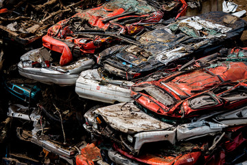 Metal Scrap Yard Crushed Cars