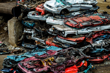 Metal Scrap Yard Crushed Cars