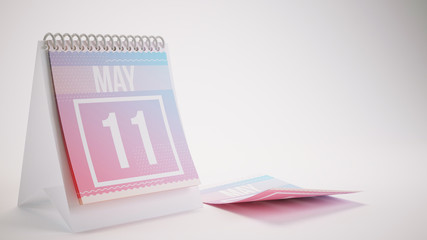 3D Rendering Trendy Colors Calendar on White Background - may 11