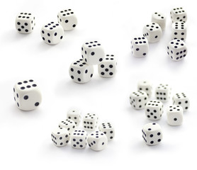 Collection of white  dices isolated on white