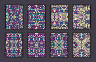 Collection retro cards. Ethnic abstract backgrounds. Card of invitation.