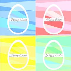 Four Easter eggs on a colorful background