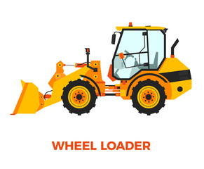 Orange Wheel Loader Construction Vehicle on a white background