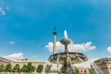 Fountain at Castle Square in Stuttgart, Germany