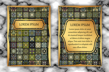 Invitation card design template. Vintage decorative elements with mandala, delicate floral pattern.